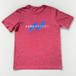 Pure Hockey Men Sz M Red T Shirt Short Sleeve Gym Workout Round Neck Shirt Used